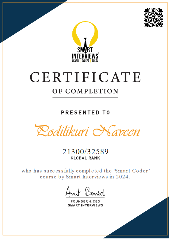 Smart Interviews Certificate